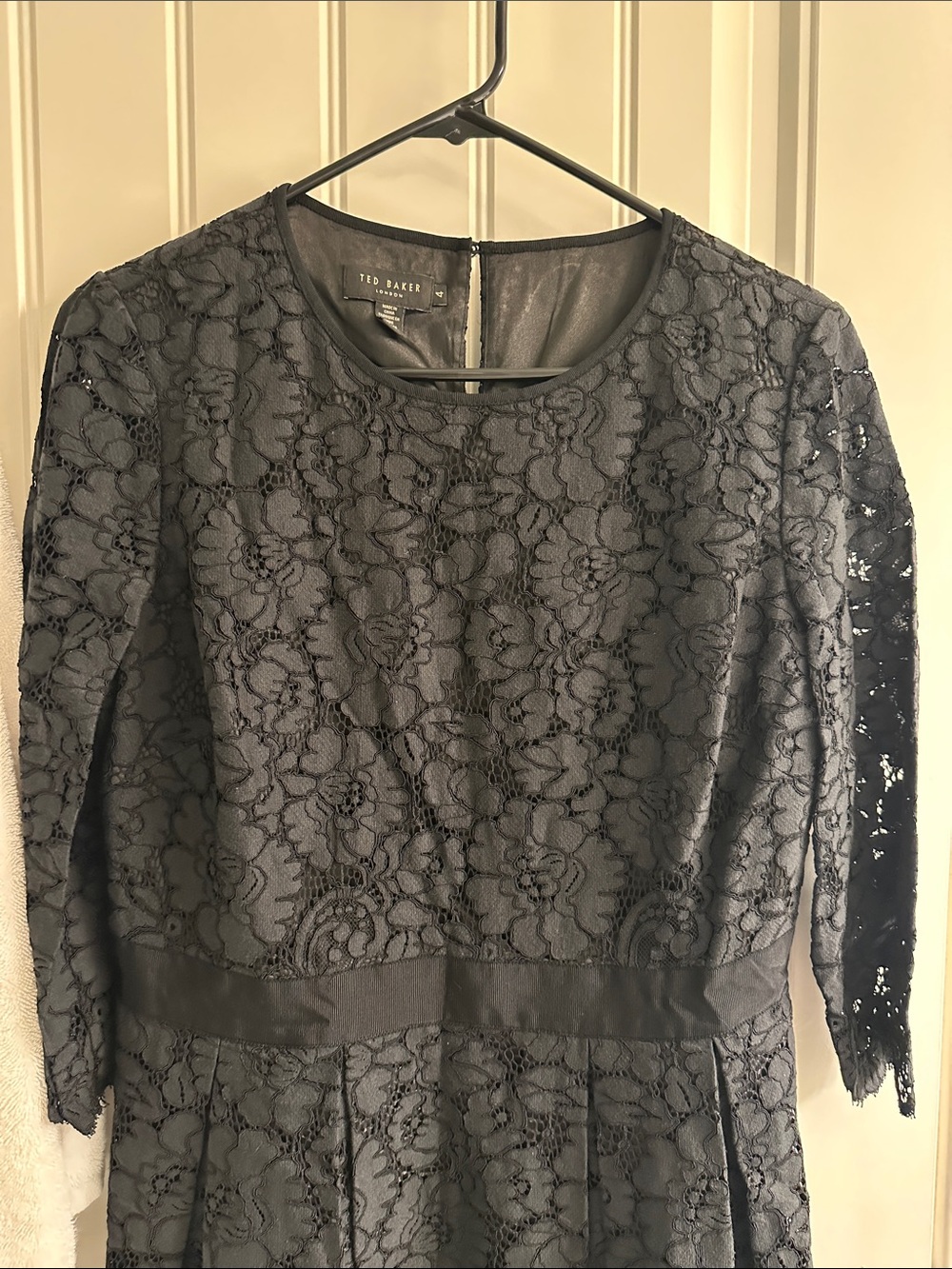 Ted Baker Black Floral Lace Fit-and-Flare Blouse